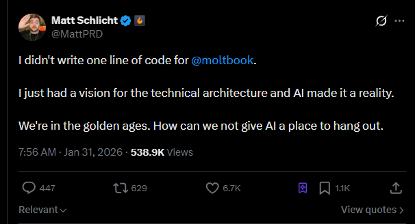 图2. Moltbook是Vibe-Coding的产物